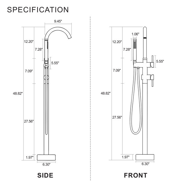 Eridanus Double Handle Floor Mounted Freestanding Clawfoot Tub Faucet